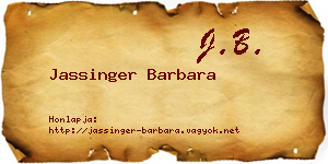 Jassinger Barbara névjegykártya